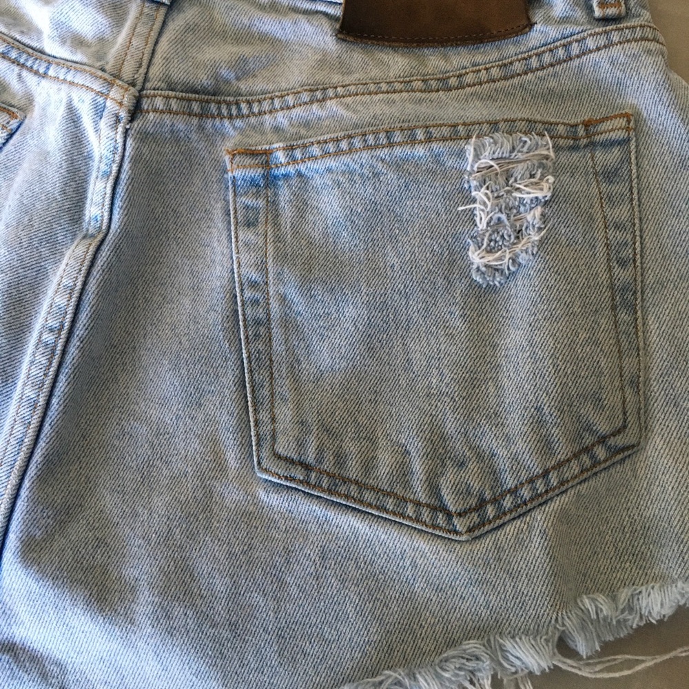 Calvin Klein Jeans Blue Jean Shorts High-Waisted Distressed B-1